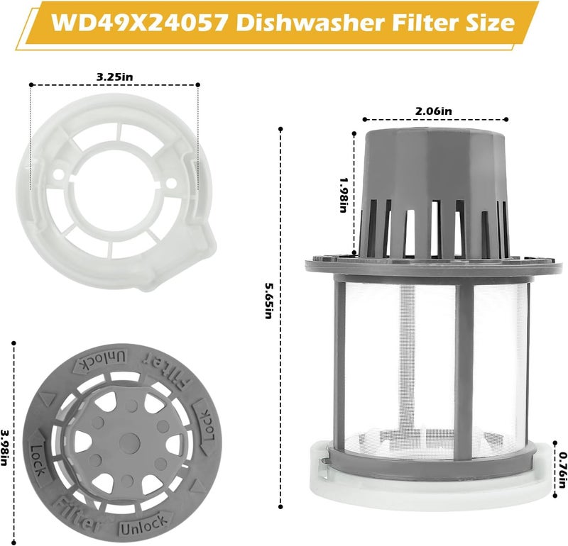 Sthovd WD49X24057 Dishwasher Ultra Fine Filter Kit Replacement for GE Dishwasher Filter WD12X10416 WD12X20107 WD12X21976 WD12X22560 WD12X23736 WD12X20340 WD12X21676 WD12X20549 - Image 2
